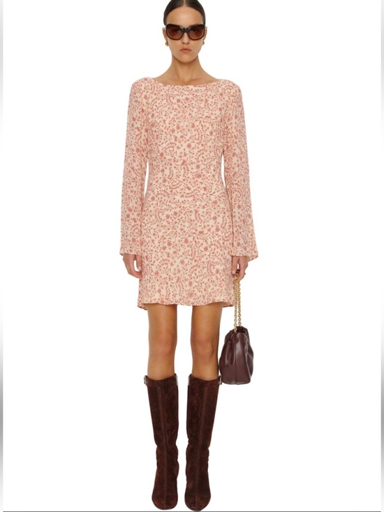 Reformation Dresses & Skirts - Reformation Womens Floral Mini Dress Cream Mauve XS Fall Lightweight Casual Chic